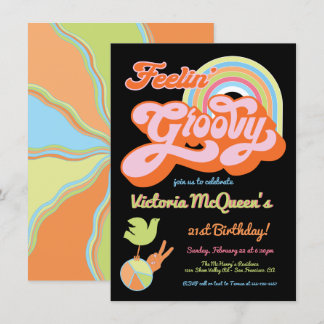 Retro 60er Jahre Hippie Groovy Party Einladung