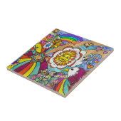Retro 60er Jahre Psychedelische Sonnenschein Adler Fliese (Seite)
