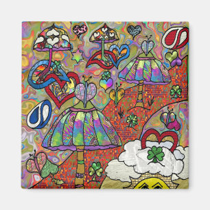 Retro 60er Jahre psychedelischer Zauberpilz Magnet