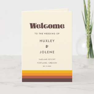 Retro 60er Jahre Vintage-Farben Hochzeit gefaltete Programm
