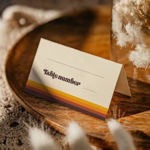 Retro 60er Jahre Vintage-Farben Hochzeit Platzkarte