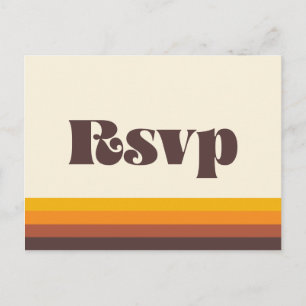 Retro 60er Jahre Vintage-Farben Hochzeit RSVP Postkarte