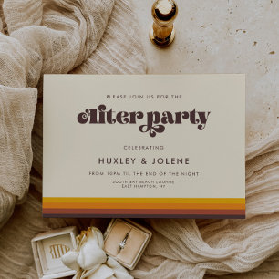 Retro 60er Jahre Vintage-Farben Hochzeits-Afterpar Einladung