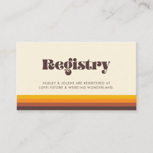 Retro 60er Jahre Vintage-Farben Hochzeitsregisterk Begleitkarte