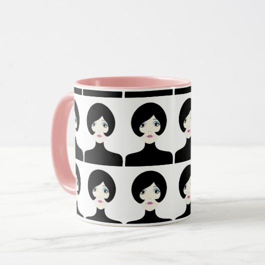 Retro 60er Jahre Vintage Frau: Nostalgisch Tasse (Vorderseite Links)