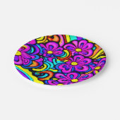 Retro 60er Lila Blume Cartoon Anime Psychedelic Pappteller (Schrägansicht)