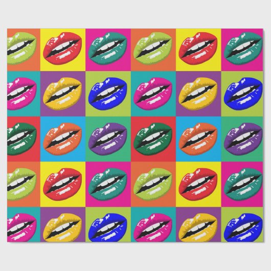 Retro 60er Lips Pop Kultur Geschenkpapier (Flach)
