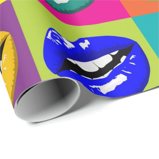Retro 60er Lips Pop Kultur Geschenkpapier (Rolleneckpunkt)