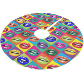 Retro 60er Lips Pop Kultur Polyester Weihnachtsbaumdecke (Schrägansicht)