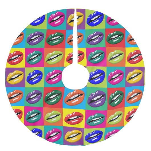 Retro 60er Lips Pop Kultur Polyester Weihnachtsbaumdecke (Vorderseite)