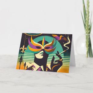 Retro 60er Mardi Gras, der Raucher Karte
