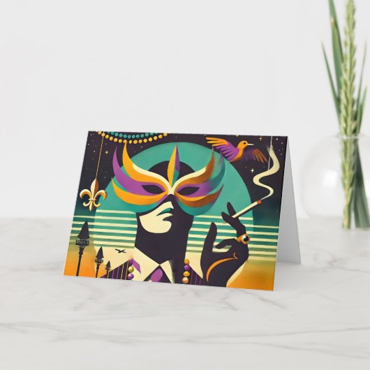 Retro 60er Mardi Gras, der Raucher Karte (Vorderseite)