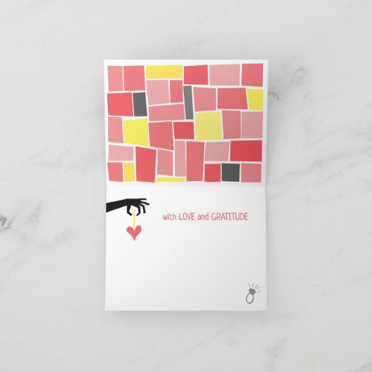 Retro 60er Mitte des Jahrhunderts Moderne Hochzeit Dankeskarte (Innenseite)