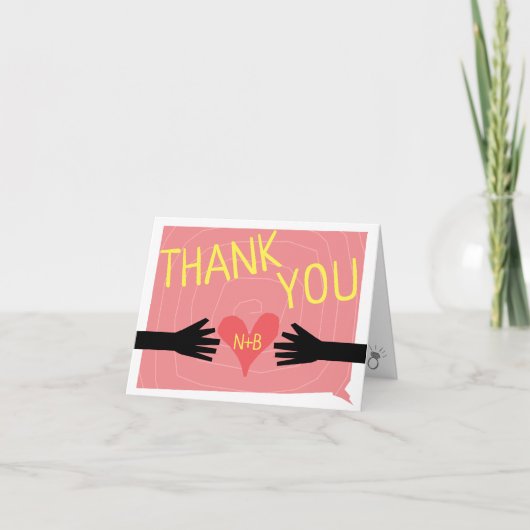 Retro 60er Mitte des Jahrhunderts Moderne Hochzeit Dankeskarte (Vorderseite)