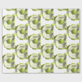 Retro 60er MOD Blume Button Birthday White Green Geschenkpapier (Flach)
