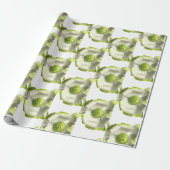 Retro 60er MOD Blume Button Birthday White Green Geschenkpapier (Ungerollt)