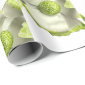 Retro 60er MOD Blume Button Birthday White Green Geschenkpapier (Rolleneckpunkt)