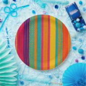 Retro 60er MOD Bright Stripes Pappteller (Party)