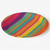 Retro 60er MOD Bright Stripes Pappteller (Schrägansicht)