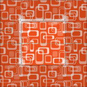 Retro 60er Mod, orange abgerundete Quadrat-Muster Stoff (Kachel)