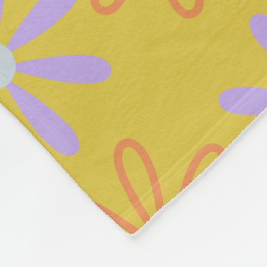 Retro 60er Mod Pop Blume Muster in Gelb Fleecedecke (Ecke)