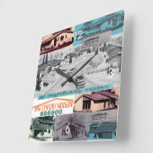 Retro 60er Modernes Mosaik Quadratische Wanduhr (Winkel)