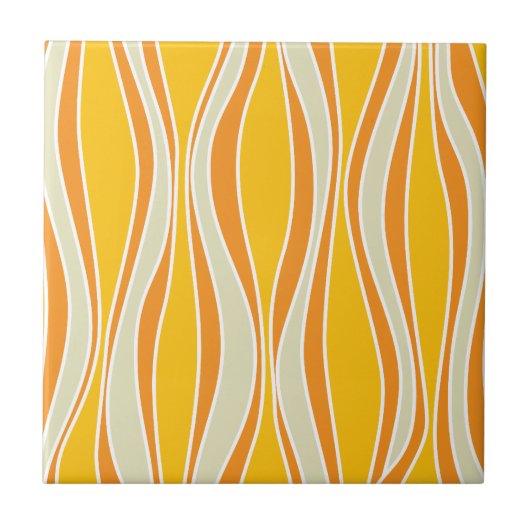 Retro 60er orange Wellenmuster Fliese (Vorderseite)