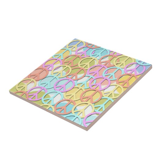 Retro 60er Pastel Peace Symbols MOD Tiles Fliese (Seite)