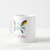 Retro 60er Peace Sign Butterfly Regenbogenfarben Kaffeetasse (Vorderseite Links)
