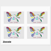 Retro 60er Peace Sign Butterfly Regenbogenfarben Rechteckiger Aufkleber (Blatt)