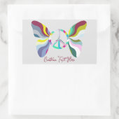 Retro 60er Peace Sign Butterfly Regenbogenfarben Rechteckiger Aufkleber (Tasche)