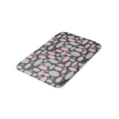 Retro, 60er, Polka Punkte, grau und rosa Badematte (Schrägansicht)