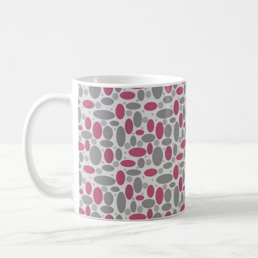 Retro, 60er, Polka Punkte, grau und rosa Kaffeetasse (Links)