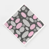 Retro, 60er, Polka Punkte, grau und rosa Serviette (Ecke)