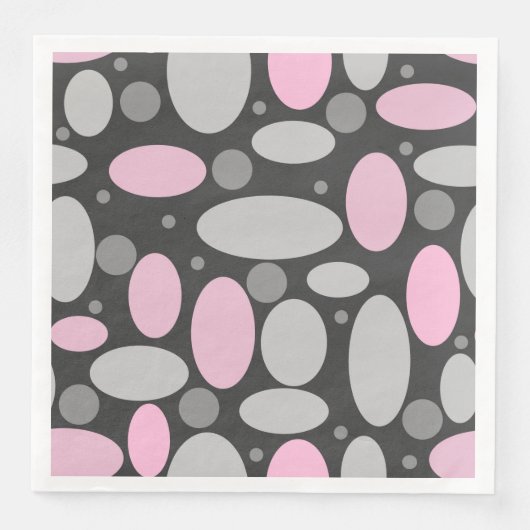 Retro, 60er, Polka Punkte, grau und rosa Serviette (Vorderseite)