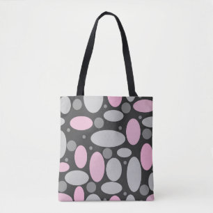 Retro, 60er, Polka Punkte, grau und rosa Tasche