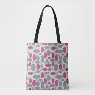 Retro, 60er, Polka Punkte, grau und rosa Tasche