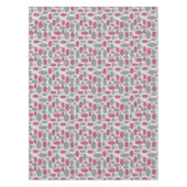 Retro, 60er, Polka Punkte, grau und rosa Tischdecke (Vorderseite)