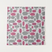 Retro, 60er, Polka Punkte, grau und rosa Wandteppich (Vorderseite (Horizontal))