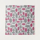 Retro, 60er, Polka Punkte, grau und rosa Wandteppich (Vorderseite)