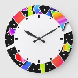 Retro 60er Pop Star, schwarz Große Wanduhr