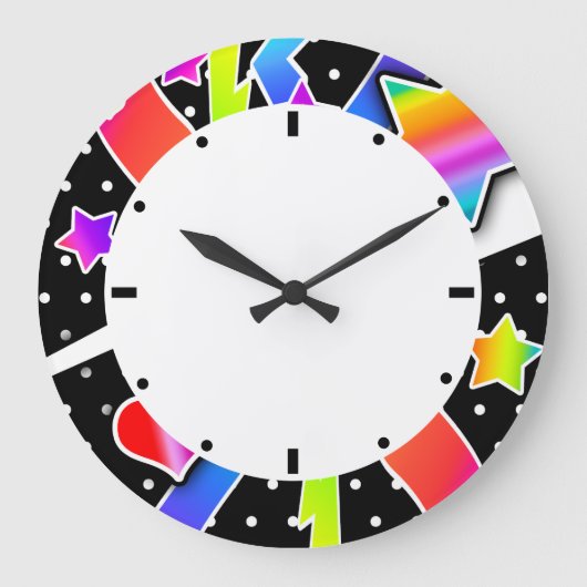 Retro 60er Pop Star, schwarz Große Wanduhr (Vorderseite)