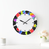 Retro 60er Pop Star, schwarz Große Wanduhr (Zuhause)