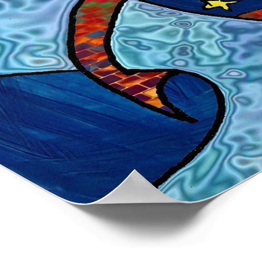 Retro 60er Psychedelic am Beach Print Poster (Ecke)