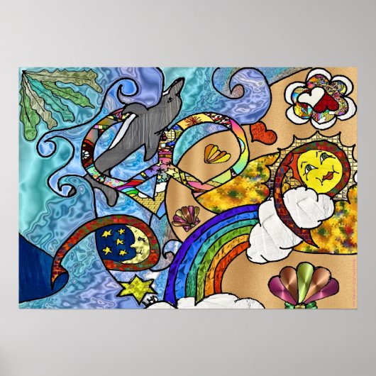 Retro 60er Psychedelic am Beach Print Poster (Vorne)