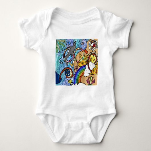 Retro 60er Psychedelic am Strand Geschenke Apparel Baby Strampler (Vorderseite)