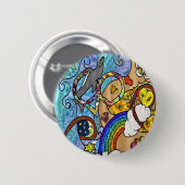 Retro 60er Psychedelic am Strand Geschenke Apparel Button (Vorne & Hinten)