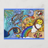 Retro 60er Psychedelic am Strand Geschenke Apparel Postkarte (Vorderseite)