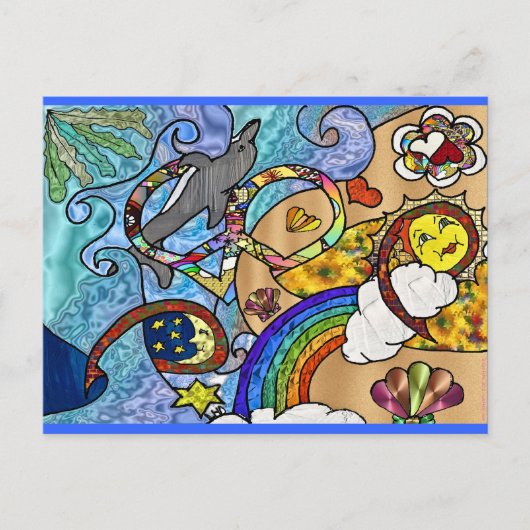 Retro 60er Psychedelic am Strand Geschenke Apparel Postkarte (Vorderseite)