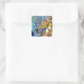 Retro 60er Psychedelic am Strand Geschenke Apparel Quadratischer Aufkleber (Tasche)